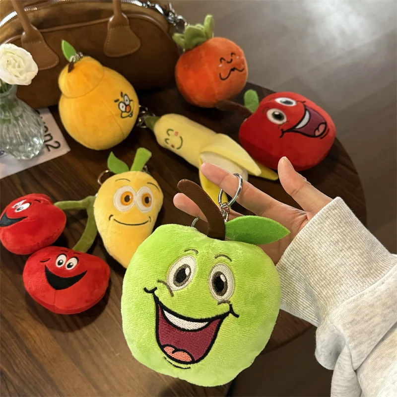 ผลไม้น่ารักของเล่นตุ๊กตา Kawaii ตุ๊กตา Plushies ของเล่น Apple สีส้ม Avocado กล้วยมะม่วงพวงกุญแจกระเป๋าเป้สะพายหลังจี้เด็กของขวัญ