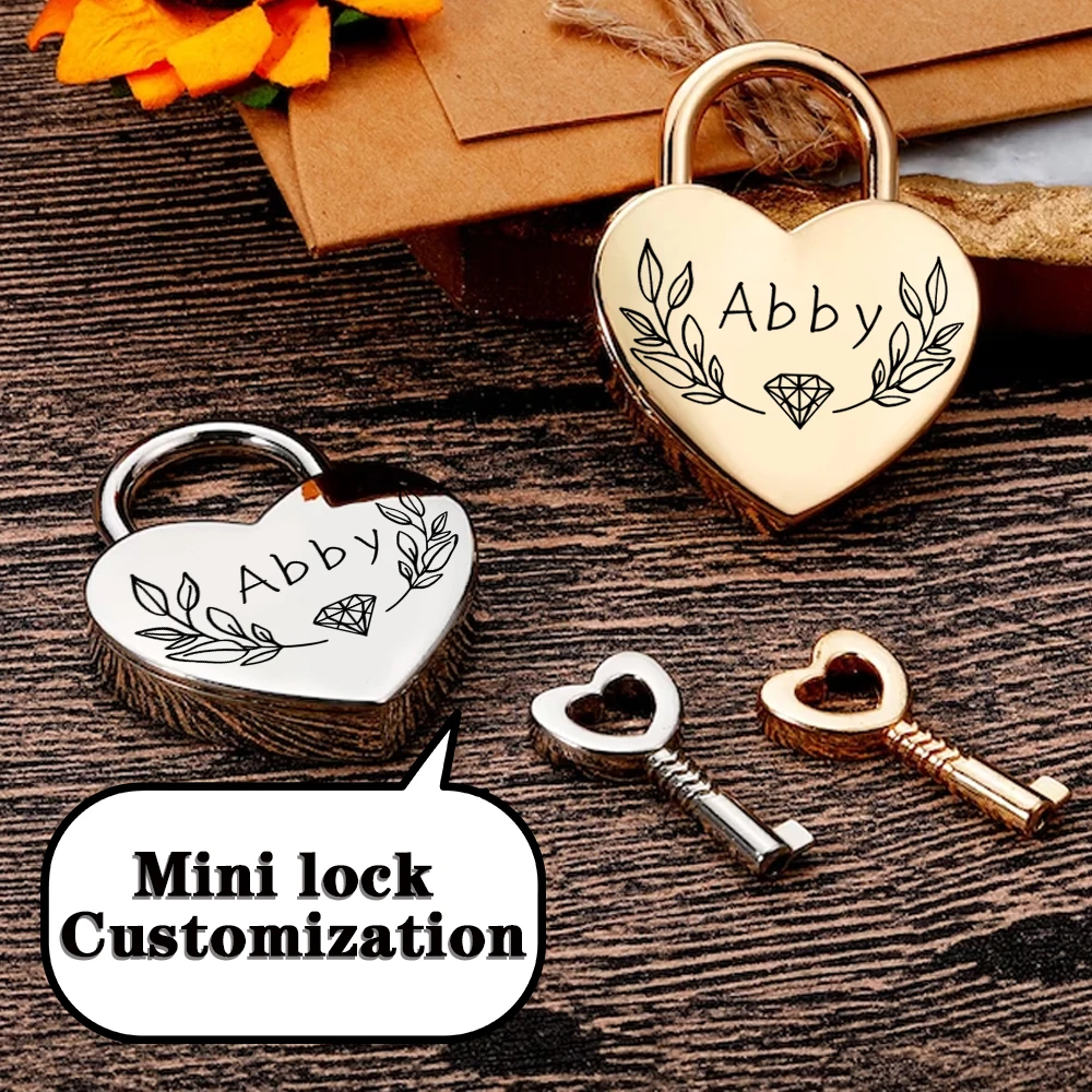 1PC Romantic Diamonds and leaves Custom Name  Love Padlock  Wedding Keyed Padlocks  Couple Wishing Lock Valentine's Day Gift