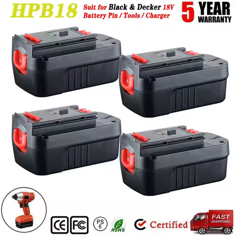 1/2/4 Pcs 4.8Ah 18Volt HPB18 Replacement for Black + Decker Battery 244760-00 A1718 FS18FL FSB18 18 Volt Power Tools Battery Pin