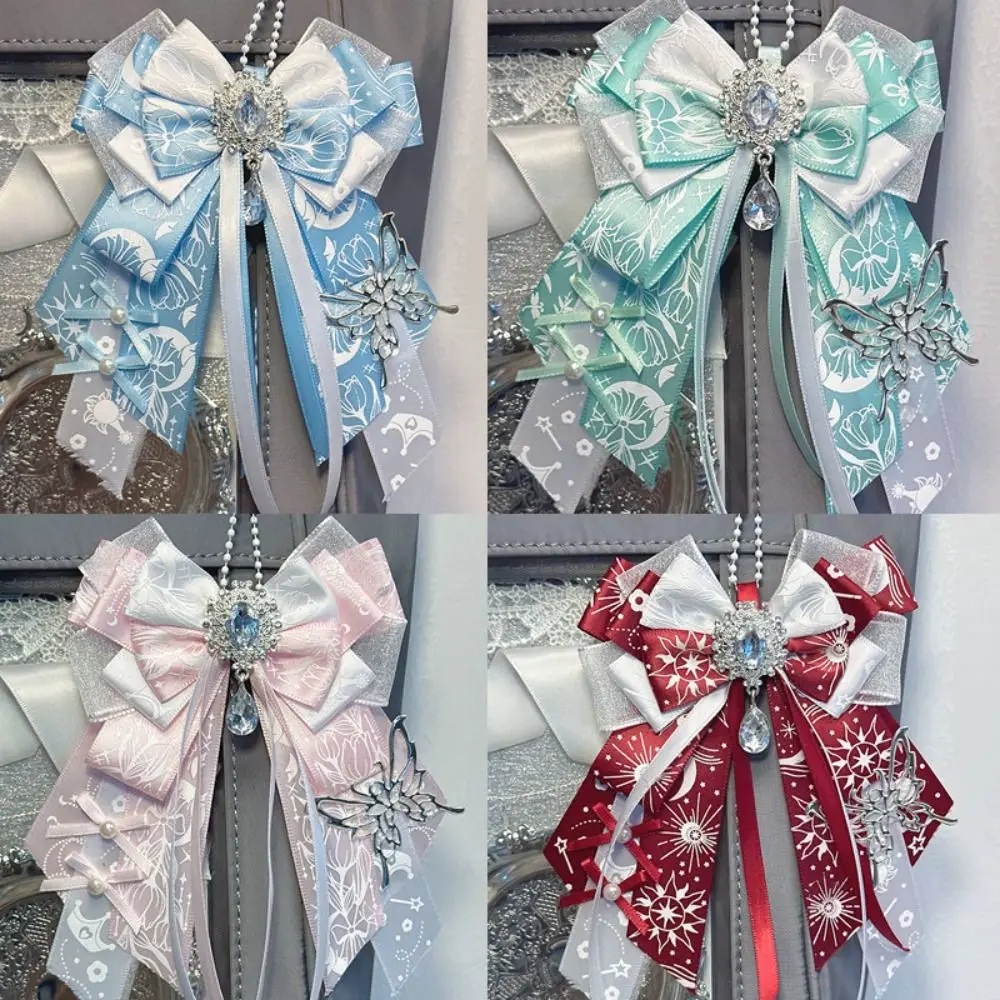 Double Layer Ribbon Itabag Decoration Long Streamers Handmade Jewelry DIY Lolita Merch Decoration with Pin Knot Bowknot