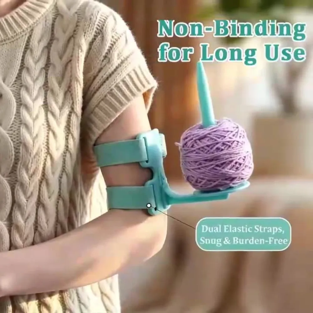Double Strap Arm-worn Crochet Yarn Holder 360° Rotating Anti-Tangle Portable Yarn Spinners Adjustable Hands-free
