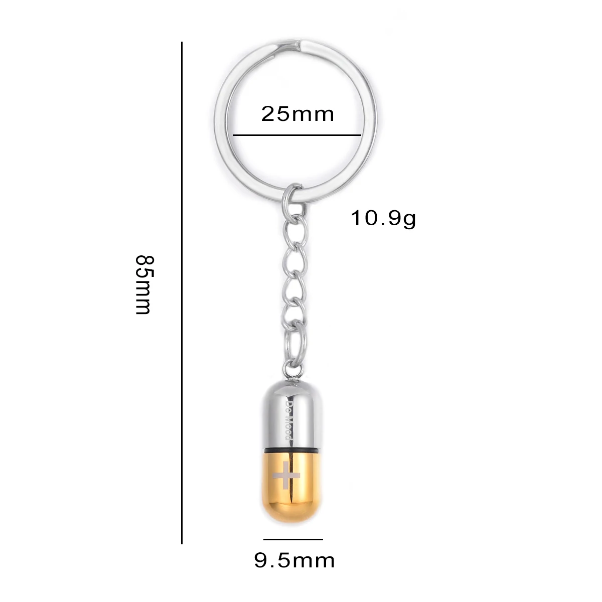 Hollow Pill Keychain for Men Women Stainless Steel Cremation Jewelry Cross Ashes Memorial Key ring Gift