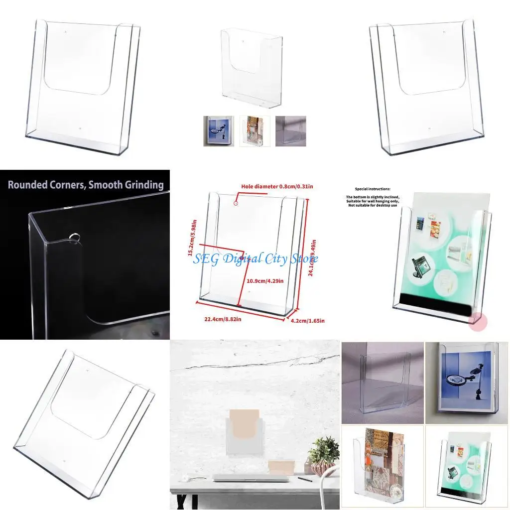 

U75B Wall Mount Document Display Rack Shatterproof Clear Acrylic File Organiser Rack