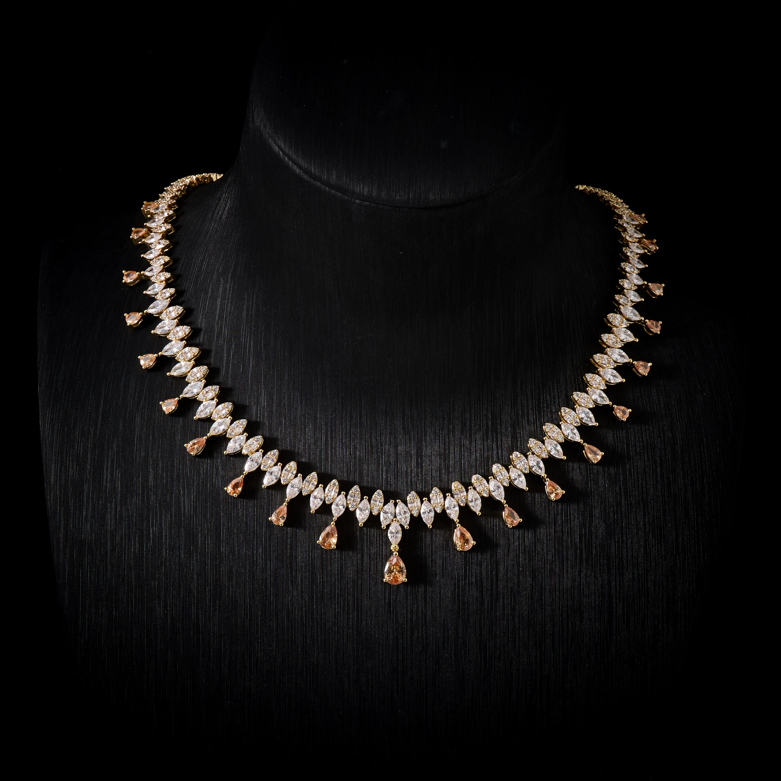 00123 Elegant 4Pcs Bridal Jewelry Set for Women Cubic Zirconia Necklace Set Middle East Wedding Wedding & Formal Occasions