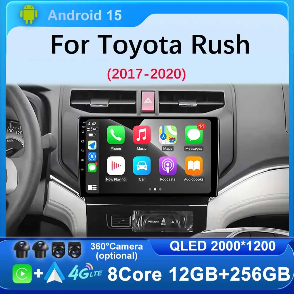 

Автомобильный радиоприемник Android 15 для Toyota Rush 2017-2020 Мультимедийный GPS-плеер Navi BT Головное устройство Беспроводной Carplay Auto DSP Стерео Видео