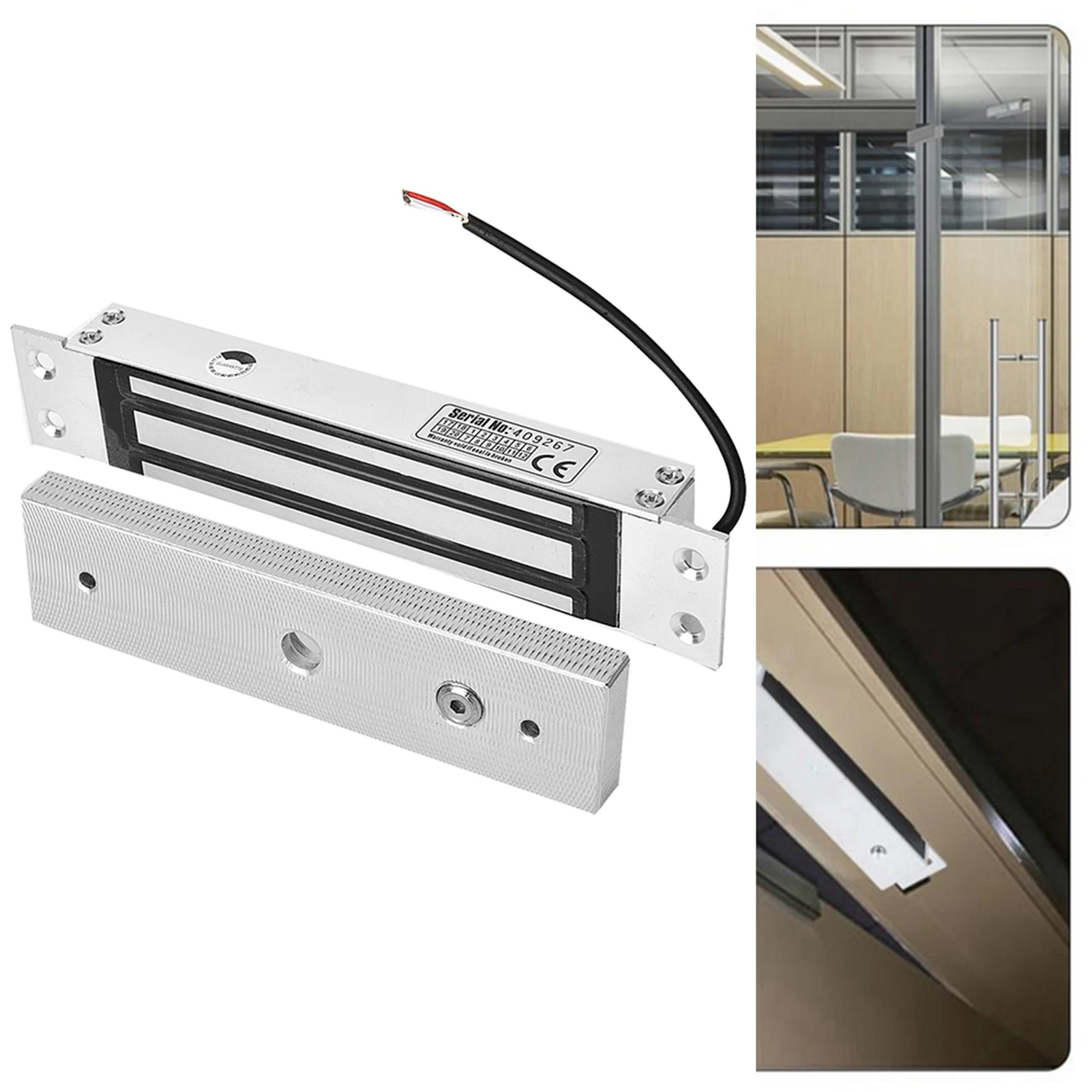 12V DC 180kg (400lbs) High Holding Force Electric Magnetic Lock for Wood/Glass/Metal/Fire Door, Fail‑Safe & Easy Install