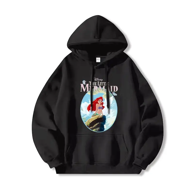 

Disney Alice in Wonderland Hoodie Women Fleece Pullover 2025 Spring Autumn Graphic Sweatshirt Black Base Alice Blue Dress