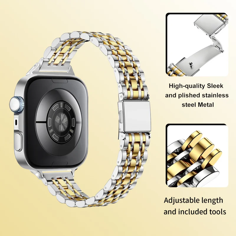 حزام ساعة لهاتف Huawei Fit 3/4/4 Pro ثنائي اللون من الفولاذ المقاوم للصدأ يتضمن أداة إزالة الساعة سوار معدني عالي الجودة