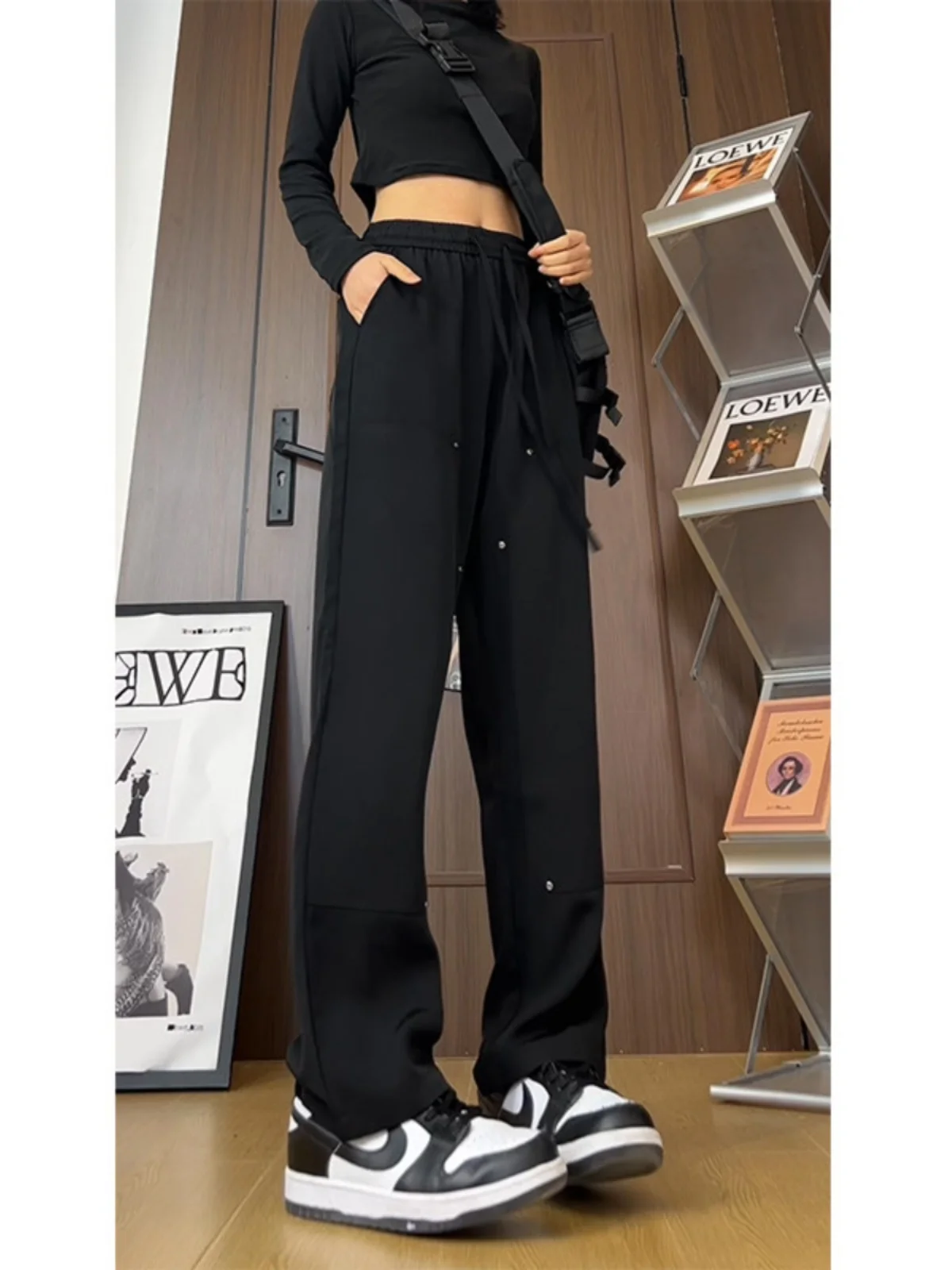 

Cleanfit Men's Bla Straight Leg Pants Double Knee Logging Trousers Casual Faion Spring Autumn Seasonal Long Pants