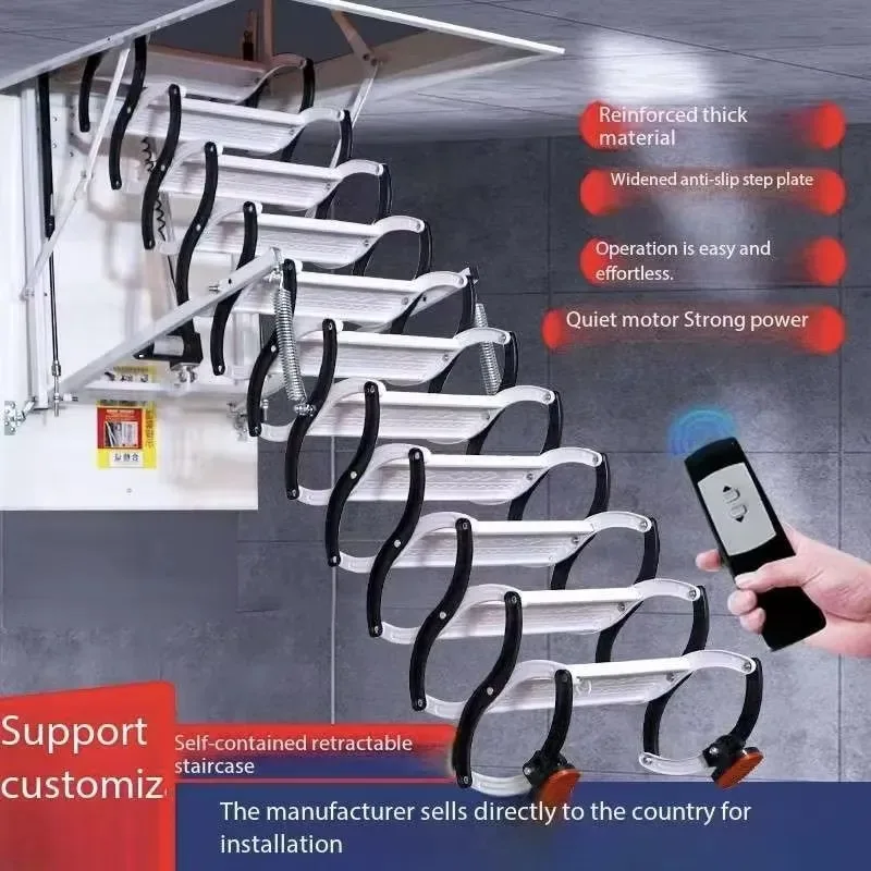 Indoor and outdoor invisible telescopic lifts, manual telescopic folding wall-mounted attic stairs