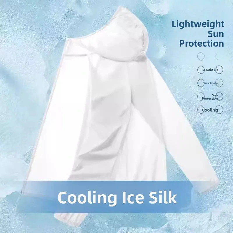 

Мужская летняя легкая дышащая одежда из ледяного шелка, свободная профессиональная солнцезащитная одежда Long Sve с капюшоном Jaet