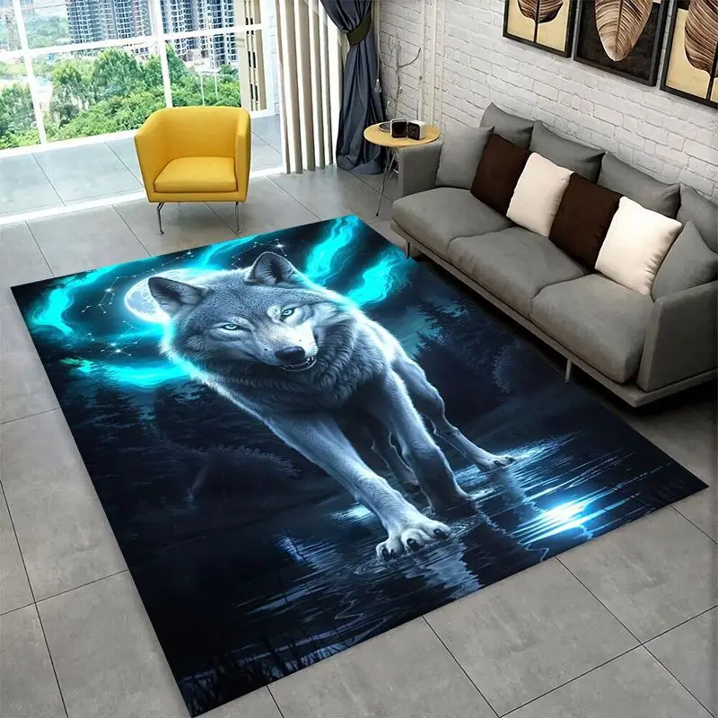 Fenrir Wolf Spirit Moon Dream Animal Large Area Rug Non-slip Carpet for Bedroom Living Room Sofa Doormat Home Decor Floor Mat