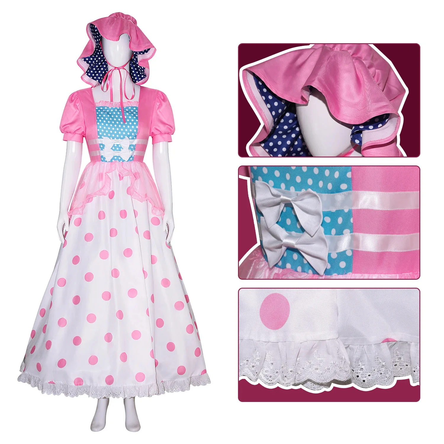 Peep Cosplay Costume Lolita Anime pour femmes et filles, robe de création, tenues de chapeau, déguisement de fête de carnaval d'Halloween, imbibé pour enfants