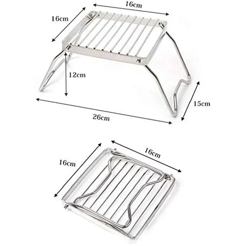 Outdoor Stainless Steel Stove Holder Camping Portable Folding Mini Barbecue Rack Set Pot Holder Baking Tray Holder