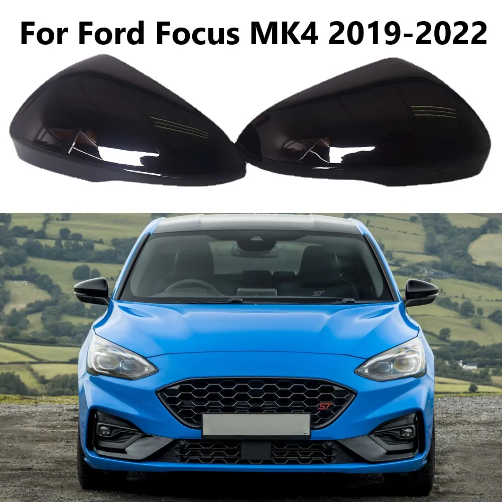 

2PCS LHD Gloss Black Side Wing Rear View Rearview Mirror Cover Caps For Ford Focus MK4 IV 2019 2020 2021 2022 Replacement Shell