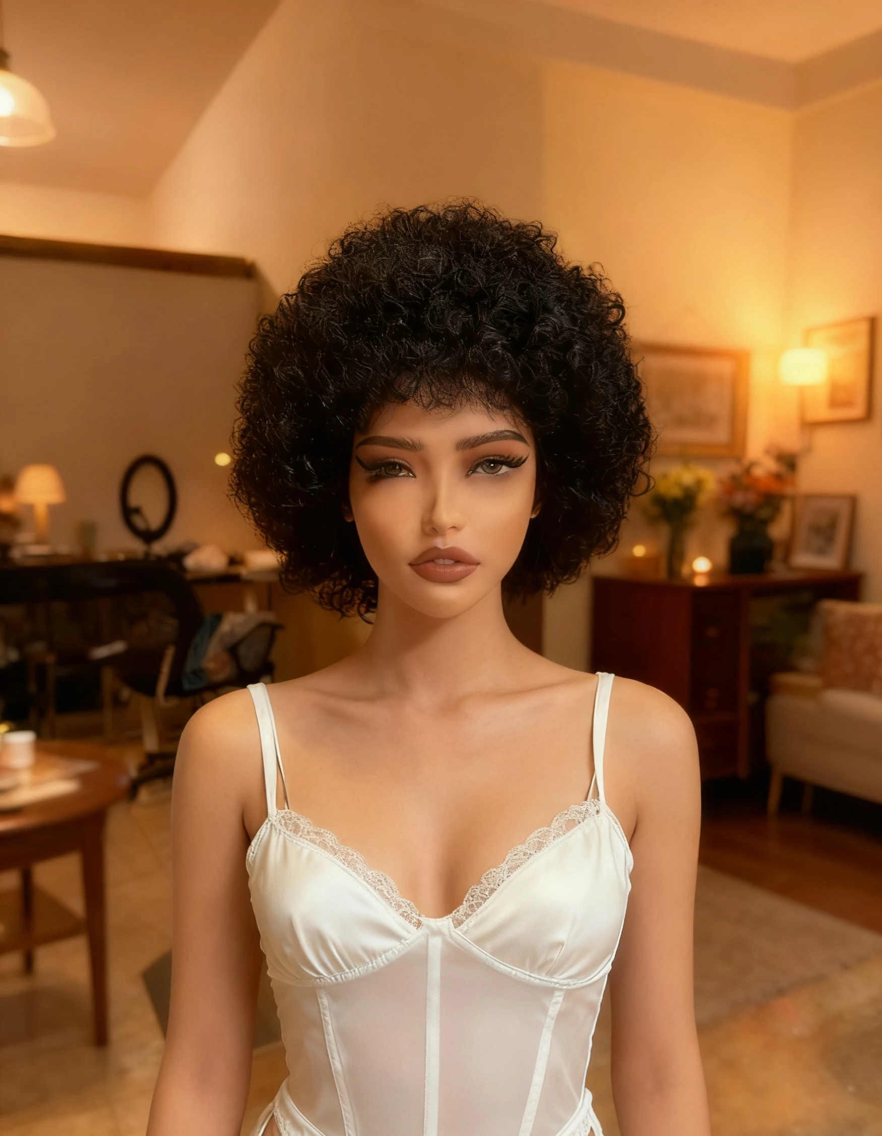 

Короткие афро-кудрявые вьющиеся парики для чернокожих женщин, вьющийся парик из человеческих волос, африканский пушистый парик с челкой, парики из человеческих волос машинного производства