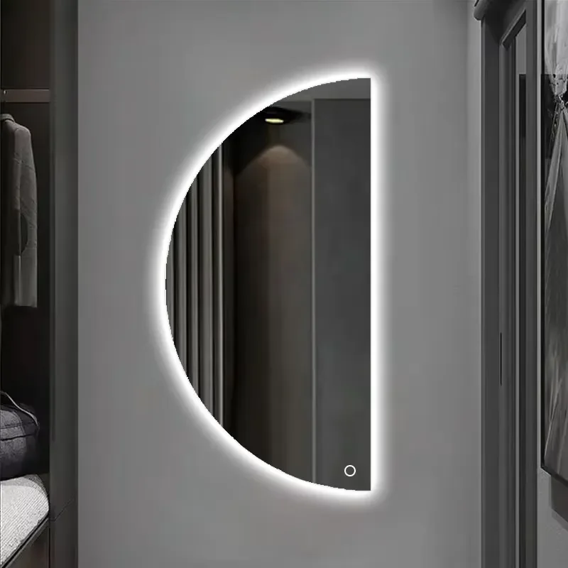Modern Full Length LED Mirror Half Moon Wall Light with IP44 Backlight Large Bathroom Vanity Mirror Lamp
