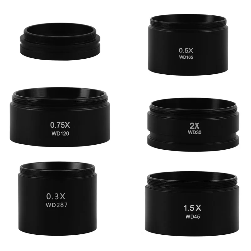 0,3X 0,5X 0,7X 0,75X 1X 1,5X 2X lente objetivo auxiliar para microscopio lente Barlow 48mm para microscopio Binocular Trinocular estéreo