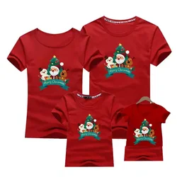 2024 Christmas Family Look Mom And Me Clothes Adult Kids T-shirt Father Mother Daughter Son Matching Family New Year's Outfits