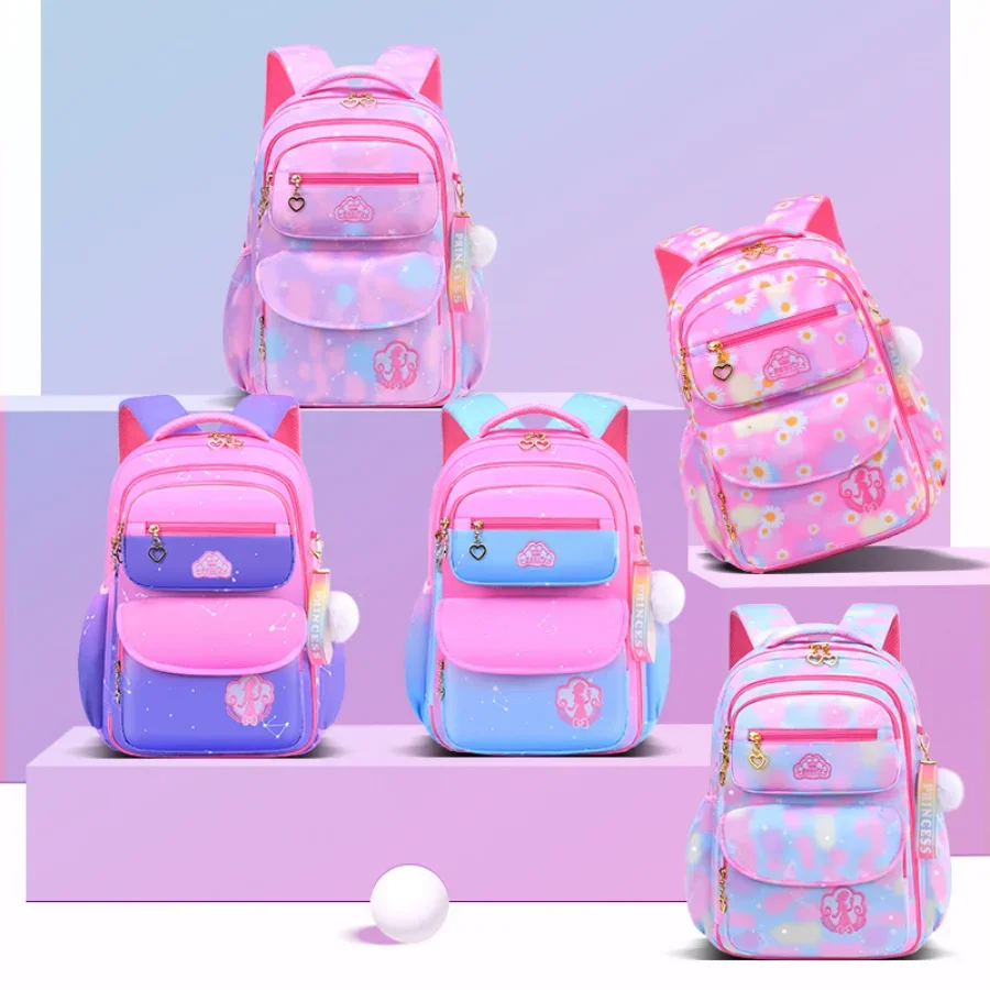 Orthopedic Primary Girls' School Backpack Bag Gradient Color Grades 1-3-6 For Children Backpack Large Capacity Students Rucksack