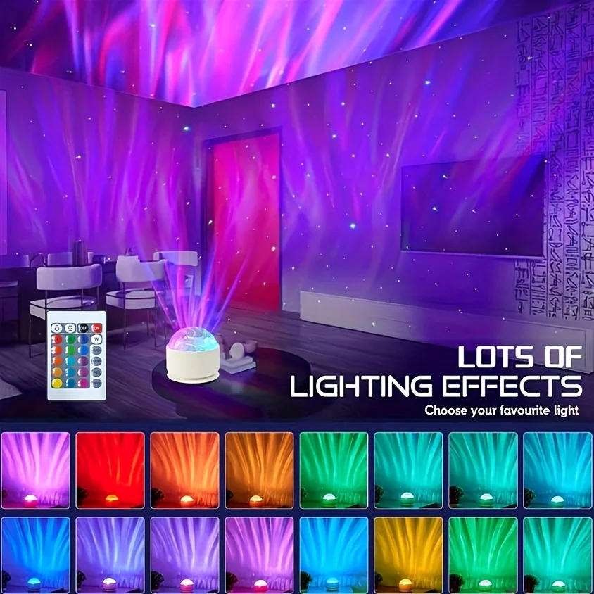 Starry Sky Projector Light 16 Colors LED Night Light Remote Auto Rotate USB Powered Home Room Party Decor Northern Ambient Light