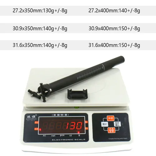 Imagen 2 del producto ELITA ONE Tija de sillín de fibra de carbono para MTB/bicicleta de carretera 27,2/30,9/31,6 mm de diámetro ligera 130 g