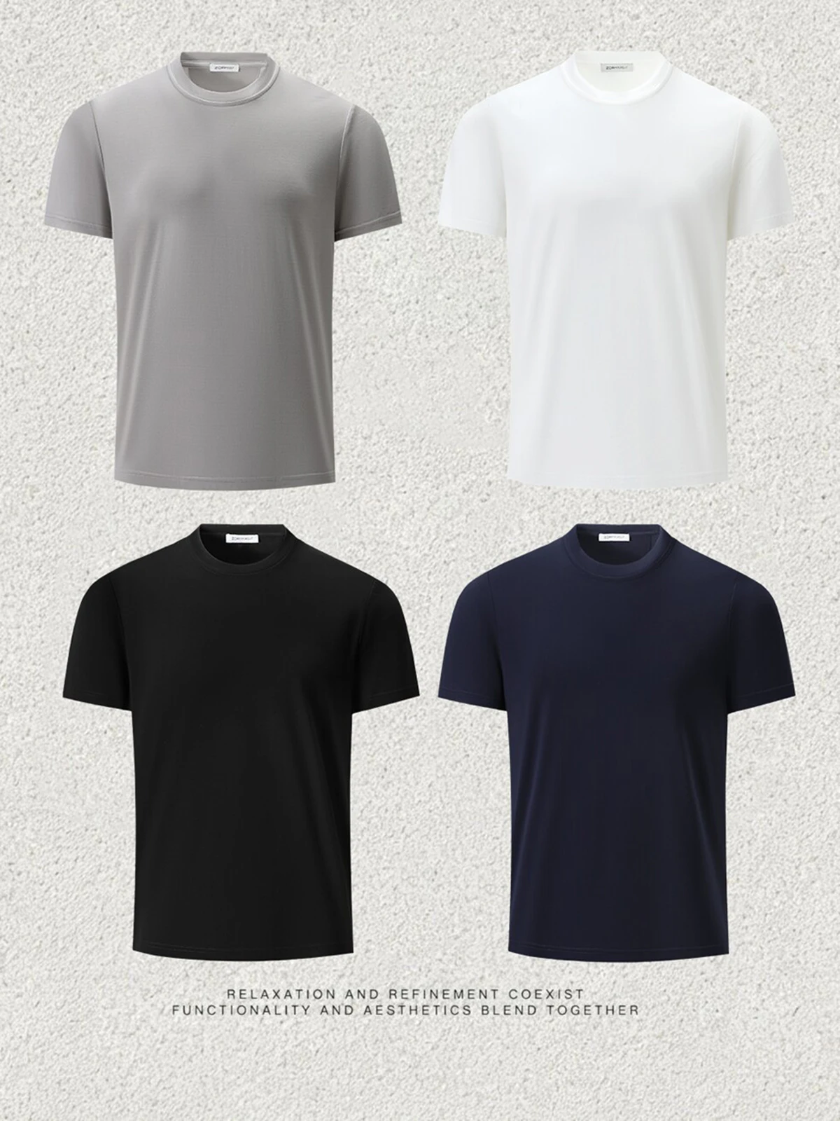 Boxed Silky Cool Feeling Recycled Fiber Blended Summer Men's round Neck Minimalist Casual Short Sleeve T-Shirt Breathable Lig...
