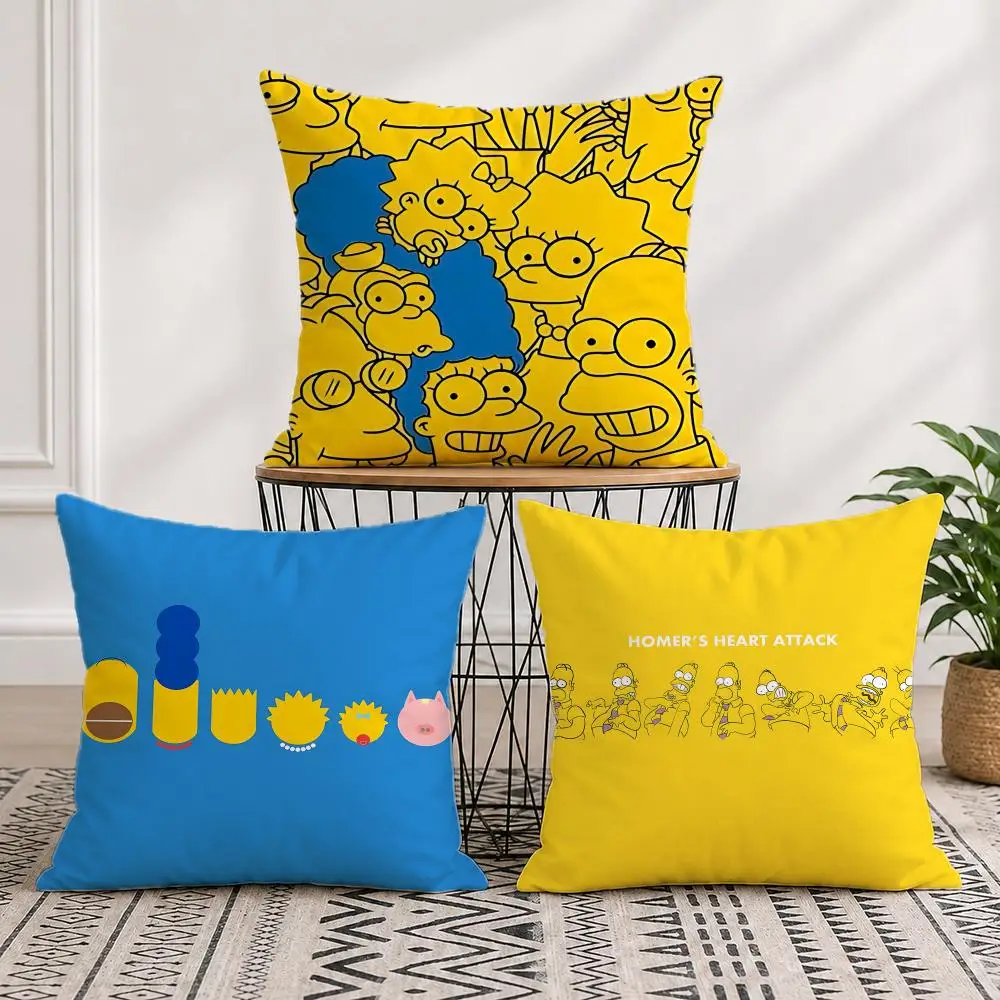 Cartoon T-The S-Simpsons Cushion Cover Washable Soft Thick Cushion Cover Decorative Pillowcase for Sofa Living Room Home