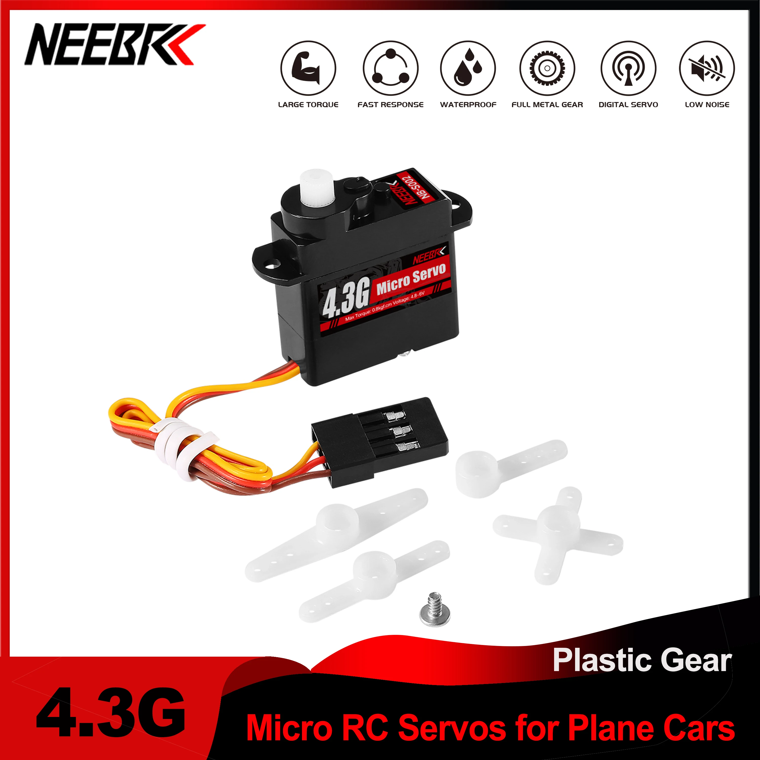 

NEEBRC 4.3g Digital Micro Servo for RC Plane 1/24 RC Car SCX24 Drone Mini Car Helicopter Fixed-wing Wltoys K969 K989 XKS X450