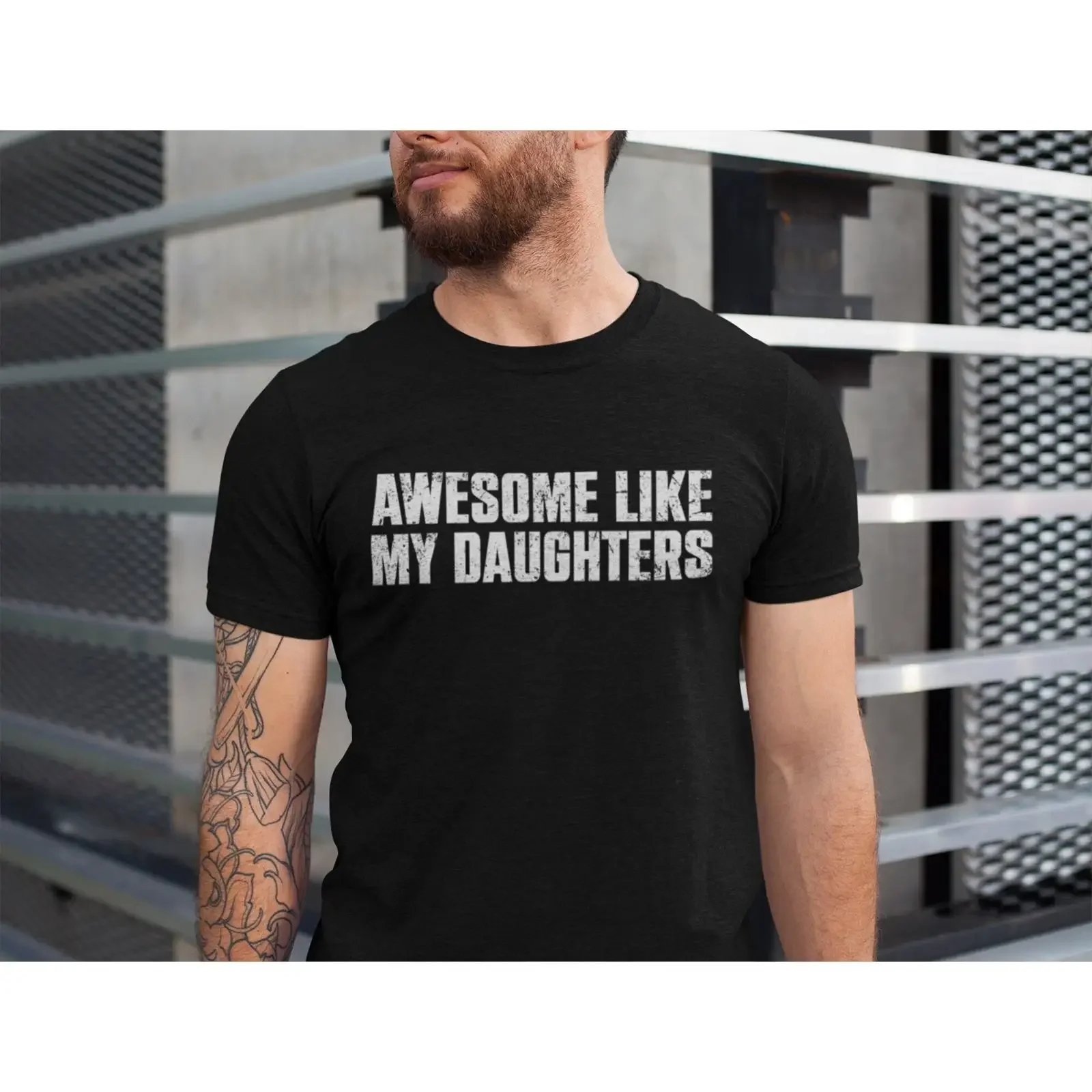 Awesome Like My Daughters Funny Men's Dad T Shirt Father's Day From Daughter Wife Casual Husband vintage Washed homme Stretched