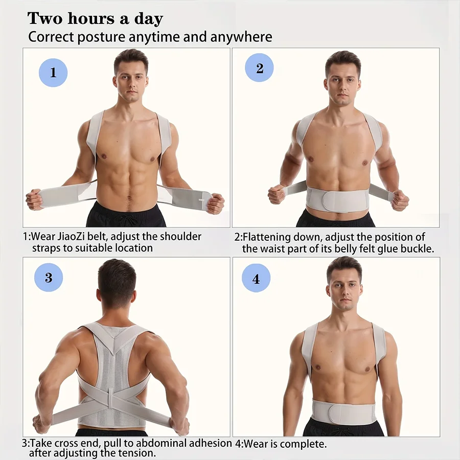 Back Brace Posture Corrector Belt for Women & Men Back Lumbar Support, Adjustable Shoulder Posture Support for Improve Scoliosis - view 6
