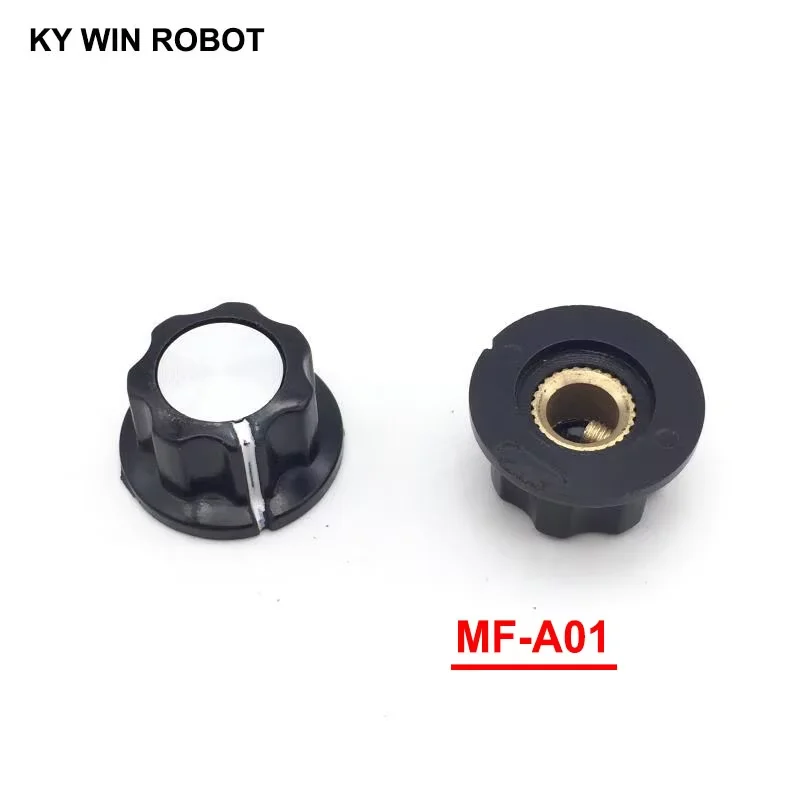 5pcs/lot MF-A01 A01 Potentiometer Knob Cap Inner 6mm 20x12mm Rotary Switch Bakelite Knob copper core inner for WHT118 WX050