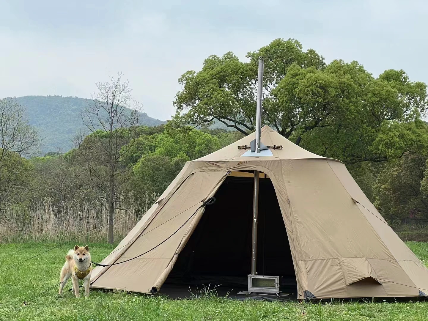Lightweight Tipi Hot Tents with Stove Jack, Standing Room,Teepee Tent for Hunting, Family Team Camping, 10 Persons