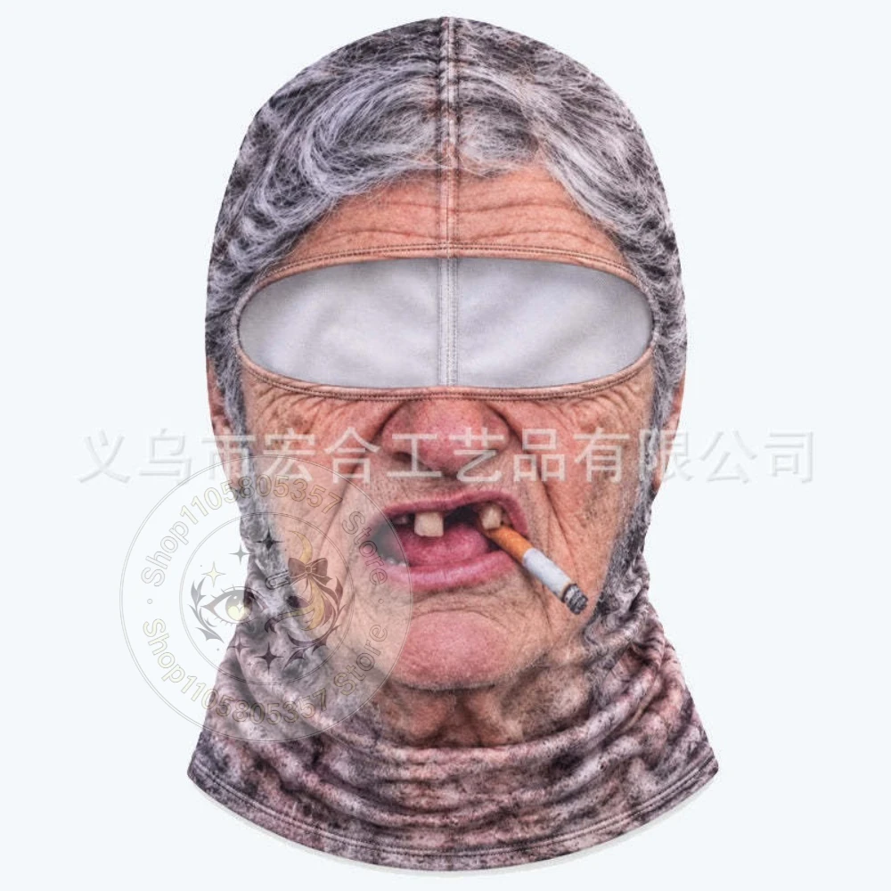 Funny Winter Thermal Windproof Old Man Ski Mask Funny Realistic Grandpa Balaclava Full Face Neck Coverage Outdoor Parties Gift