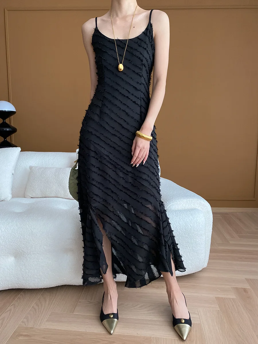 

Women's 2024 Summer New Vacation Tassel Split Strap Dress