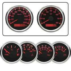 New 6 Gauge Set 85MM GPS Speedometer 0-8000RPM Tachometer + 52MM Water Temp Oil Pressure Fuel Level Meter Voltmeter for Car Boat