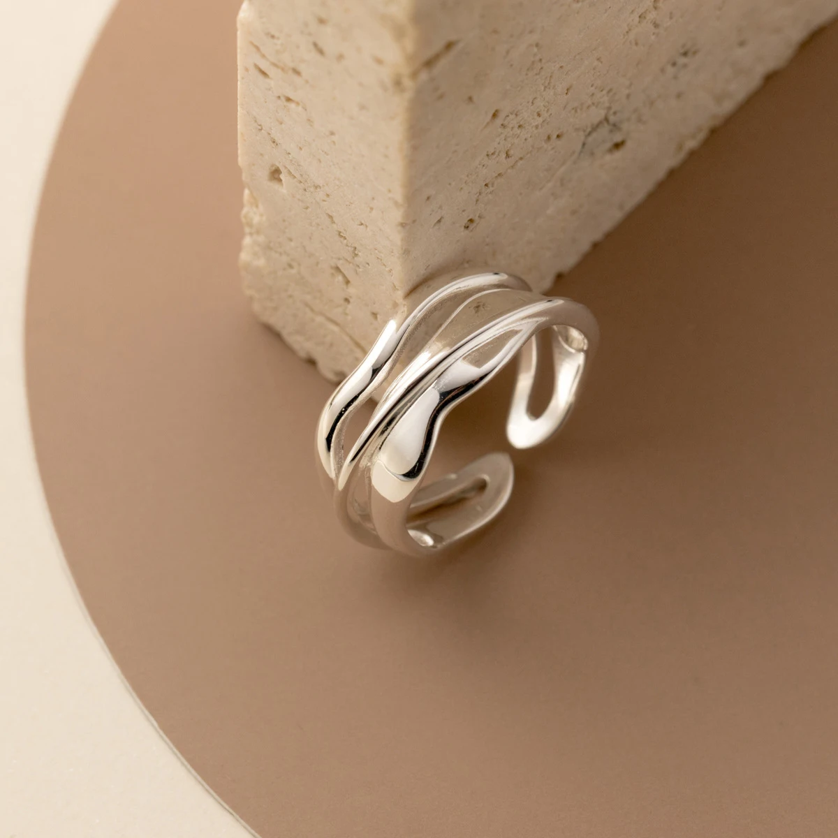 MODIAN – bague ouverte en argent Sterling 925 pour femmes, ligne irrégulière, tendance, taille 6 à 8, Simple, empilable, vague, bijoux fins