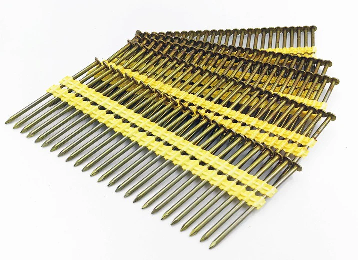 125pcs 90mm 21 Degree Galvanized Round Head Plastic Strip Framing Nails for Wood Construction Construction Industry