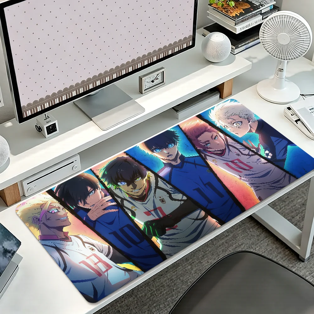 Anime B-Blue Lock Mouse Pad Large Non-slip Lockedge Desktop Computer Desk Mat Keyboard Writing MousePad Office Gamer Student
