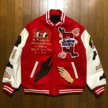 Hip-hop high-density letter embroidery jacket rugged full star cotton jacket winter trendy style men's and women's couple jackets