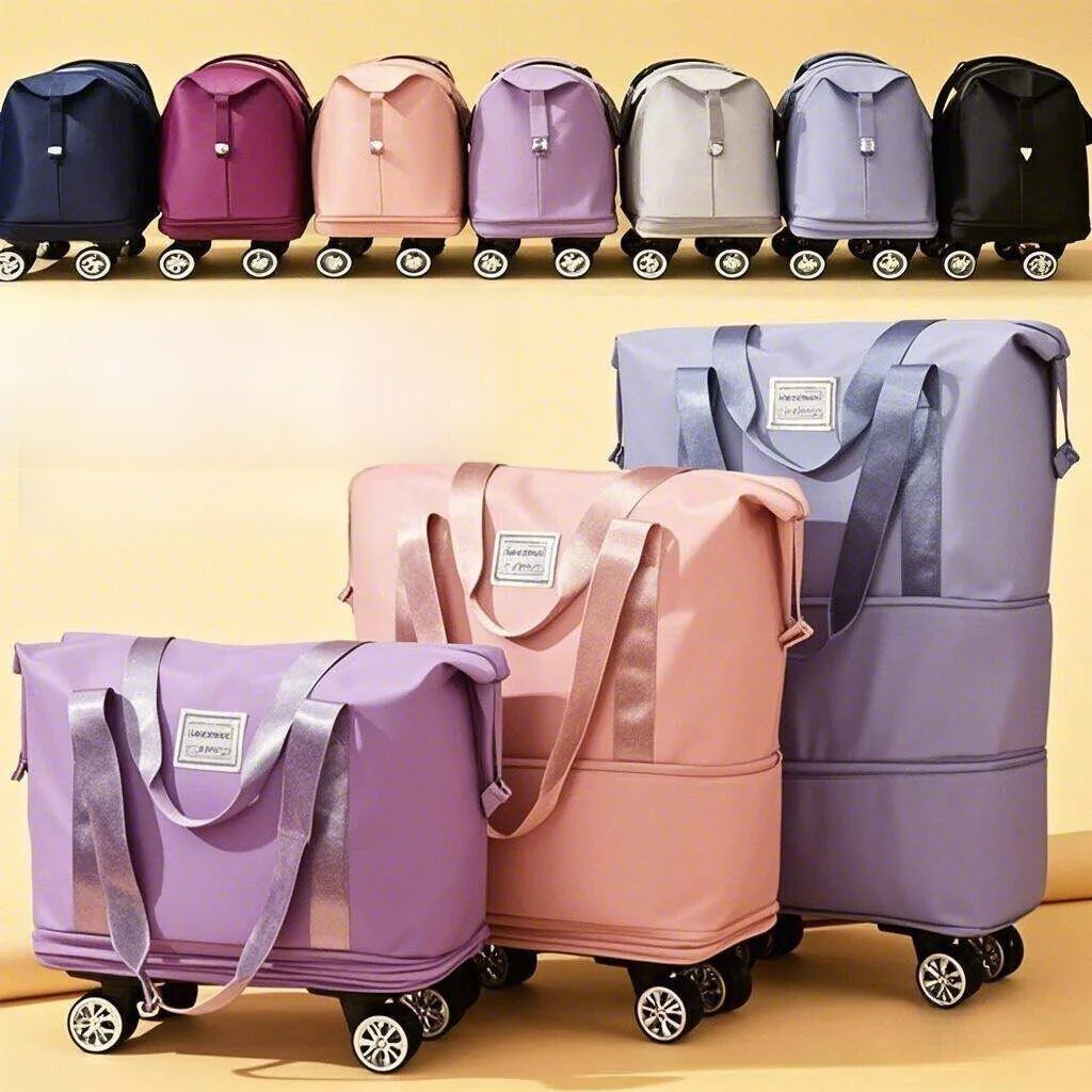 Large Capacity Handheld Luggage Bag for Short Trips And Business Travel with Universal Wheels Storage Travel Bag with Three L...