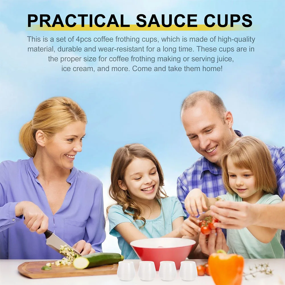 

2Pcs Milk Cups Ceramic Smooth Surface Easy Clean Non-Slip Base Multipurpose Kitchen Sauce Jugs for Coffee Honey Seasoning