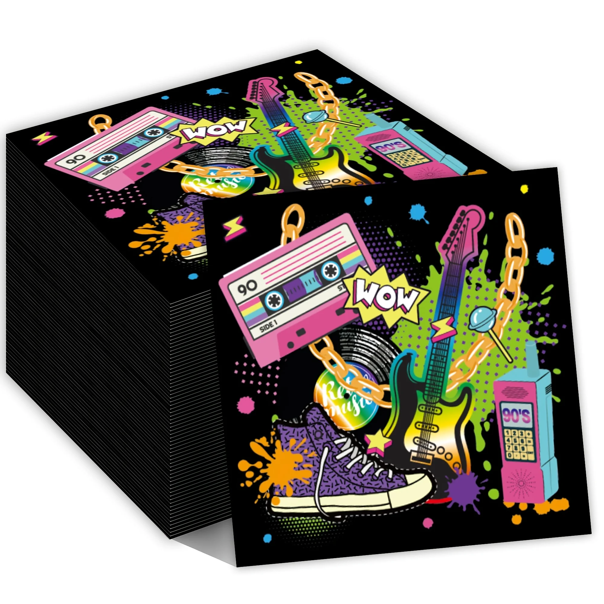 20 Stück/Beutel Hip-Hop Disco Party Servietten 90er-Jahre Thema Dekorative Servietten für 1990er Tanzparty Bedruckte Einweg-Partyservietten – Detail 8