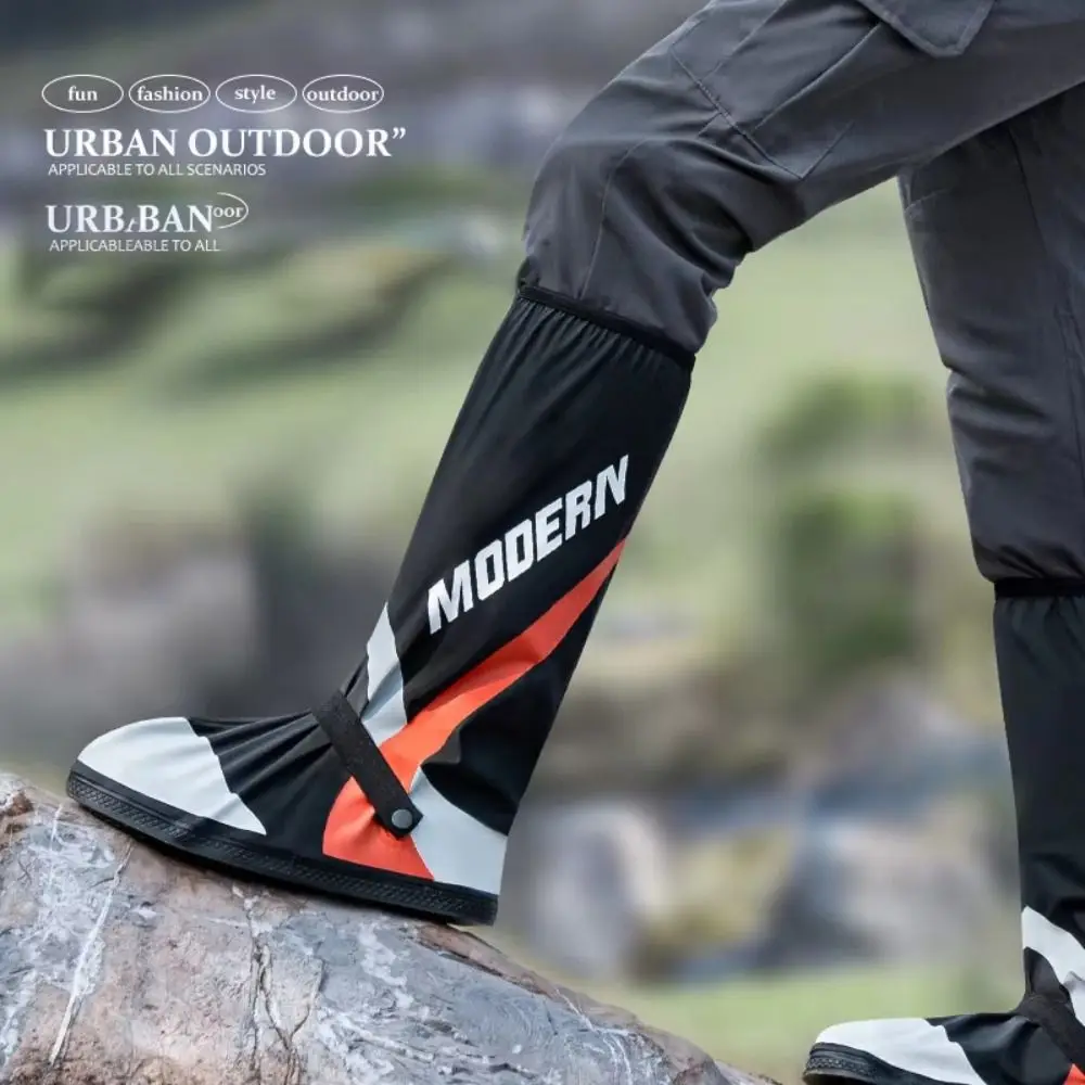 Waterproof Motorcycle Shoe Covers Thickened High Tube Motorbike Rain Foot Cover Non-slip PVC Overshoes Rainproof Shoes Cover