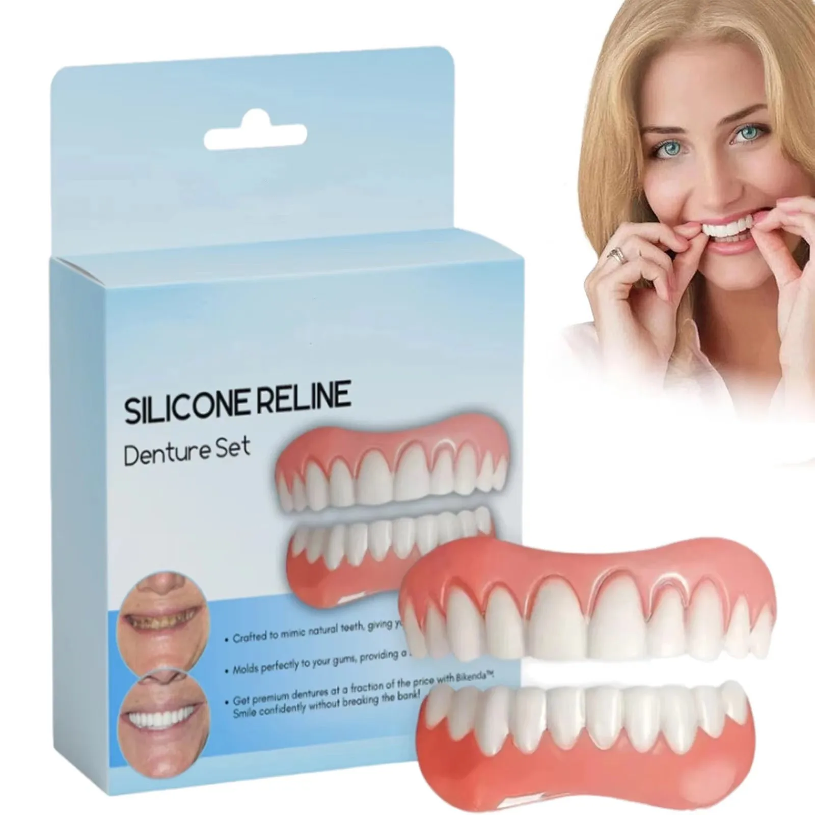 

New Soft Denture Silicone Kit, Upper & Lower Teeth Liners, Easy-to-Use Comfort Fit Dental Care Set