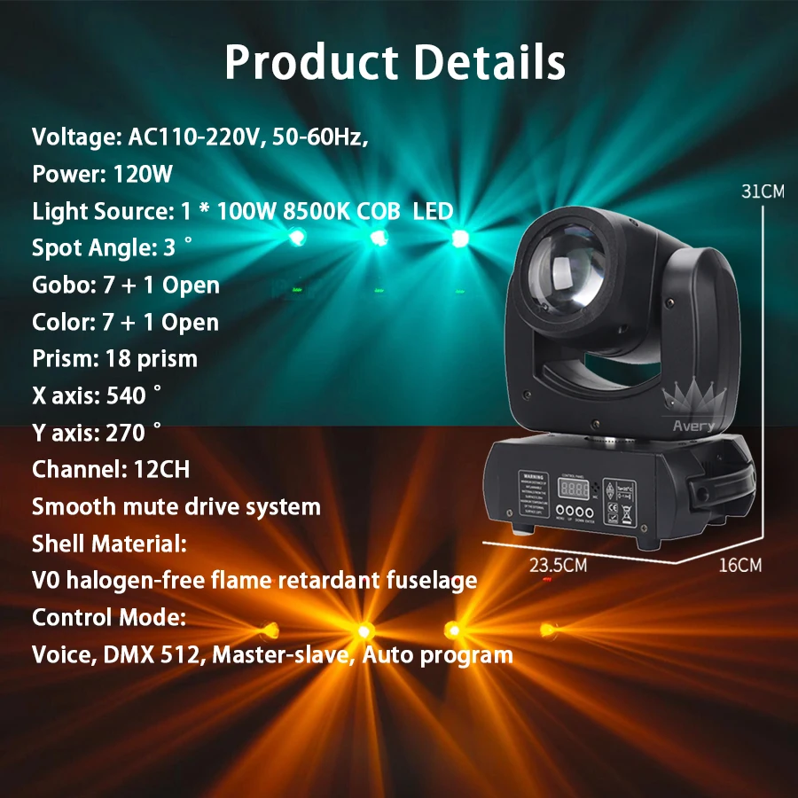 Imagem -04 - Led Moving Head Light com Dmx Control Feixe 2r Spot Lyre Stage Padrão Light Prisma de Rotação 1x 100w Super Nenhum Imposto