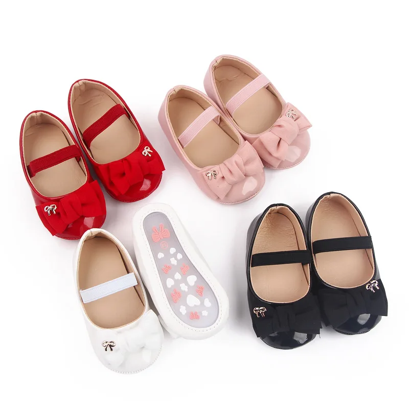 

New Baby Item Infant Girl Shoes Toddler Bow Trainer Newborn Soft Anti-slip Rubber Bottom Bebes Princess Footwear for 1 Year Gift