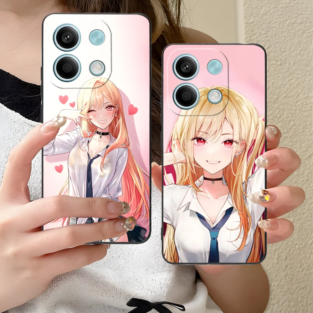 مارين فستان أنيمي قضية الهاتف ل Xiaomi Redmi ملاحظة 14 13 12 11 10 9 S A Pro Plus Lite 5G الأسود الهواتف المحمولة غطاء الهاتف الذكي #4