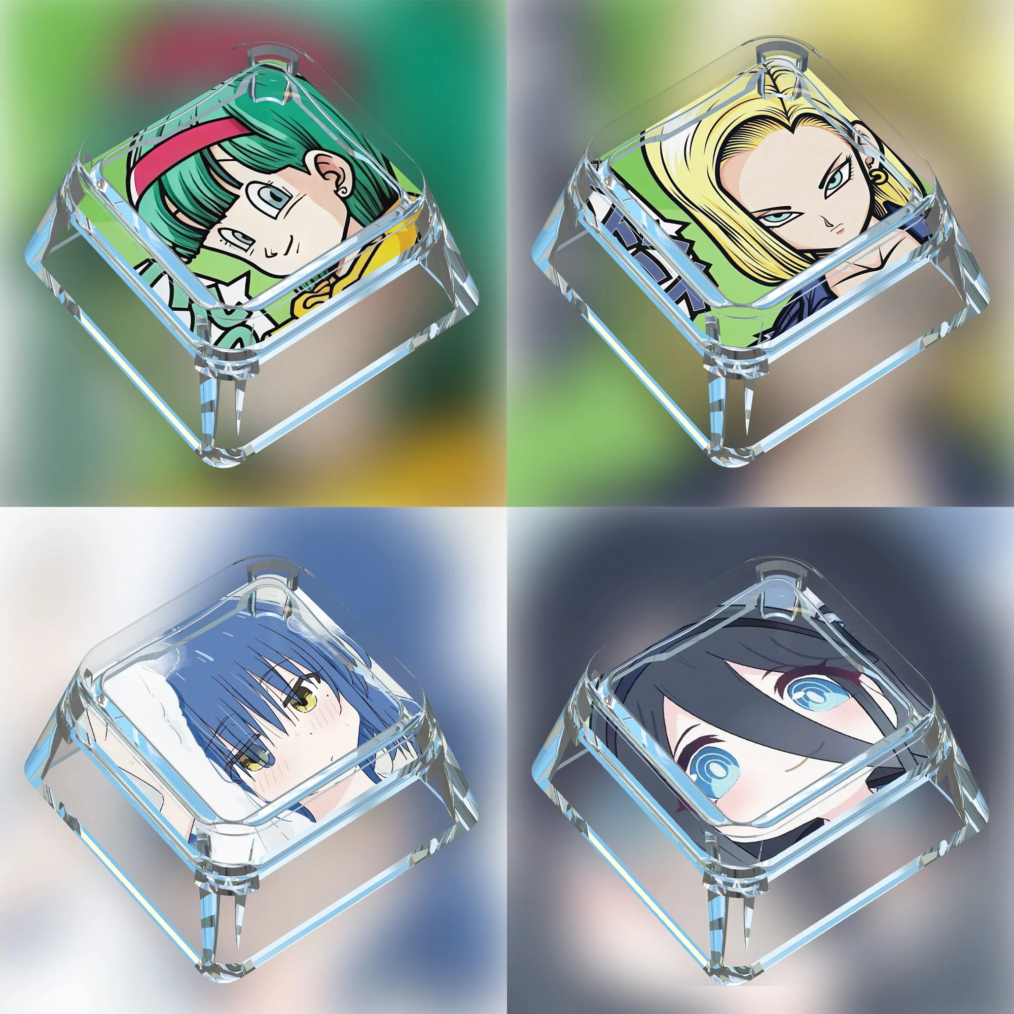 

Новый мультфильм Dragon Ball Bulma Android 18, механическая клавиатура, колпачки для клавиш, прозрачные полупрозрачные механические колпачки, подарочные игрушки