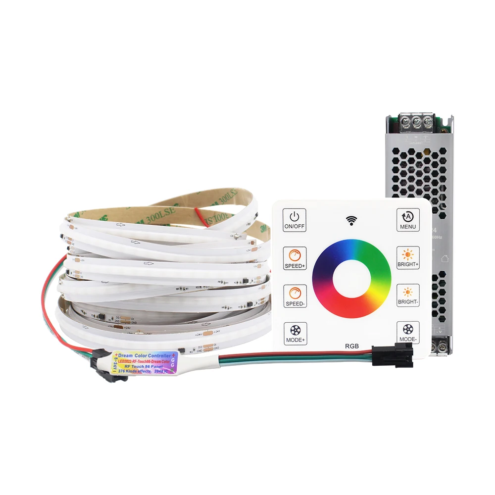 Bande lumineuse LED RGBIC COB pour course de chevaux, 24V DC, WS2811, adressable, couleur de rêve, ruban Pixel, télécommande tactile